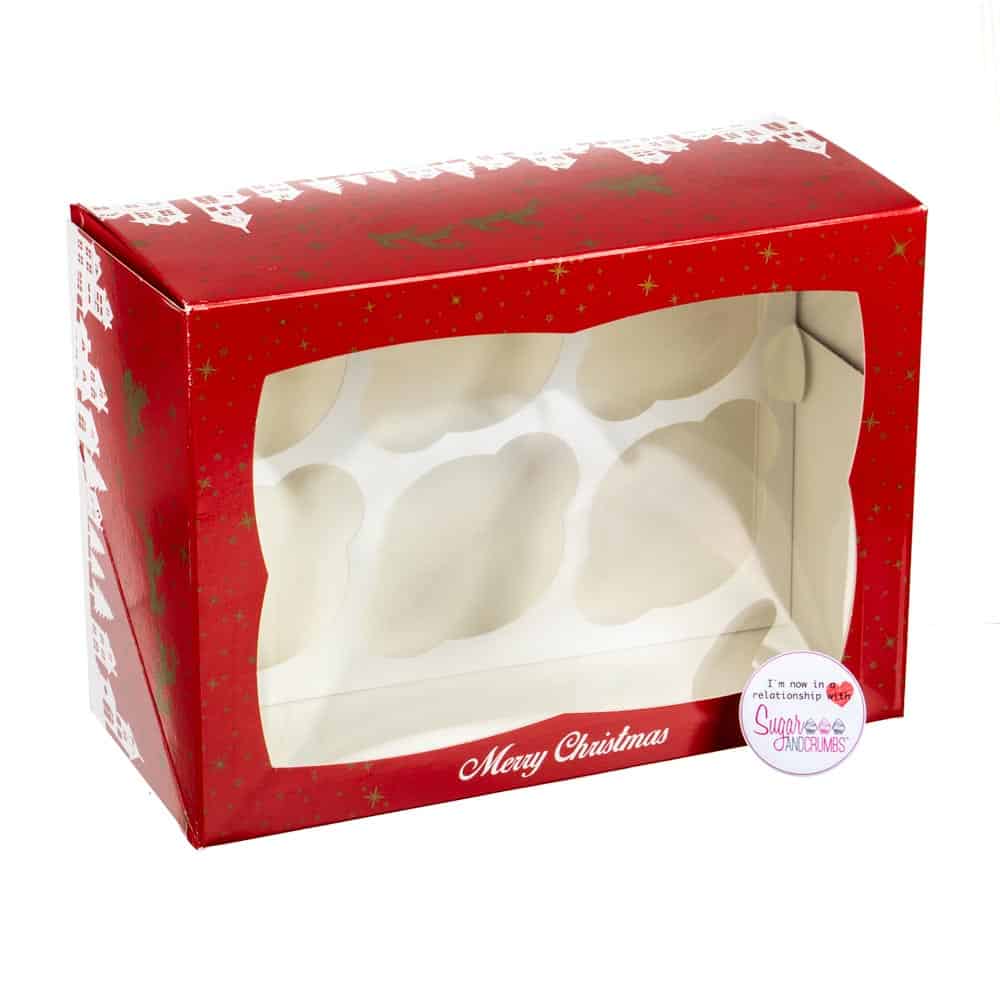 Christmas Cupcake Box 4 inch deep holds 6