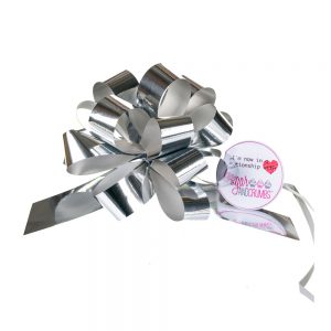 Cupcake Bouquet Ribbon Pull Bow SILVER