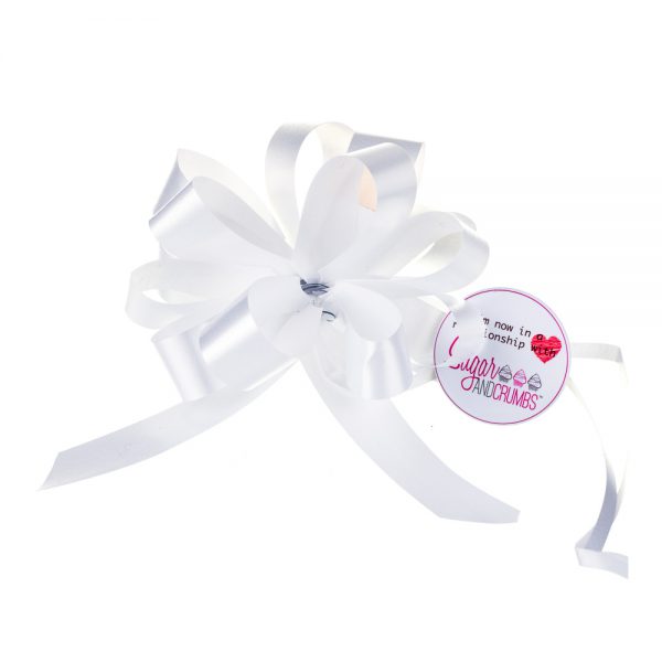 Cupcake Bouquet Ribbon Pull Bow WHITE