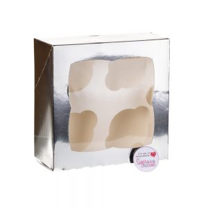 Cupcake Window Box SILVER Fits 4