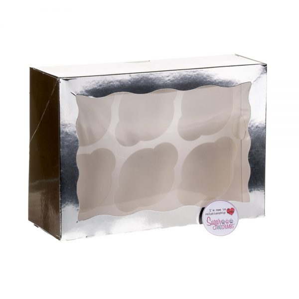 Cupcake Window Box SILVER Fits 6
