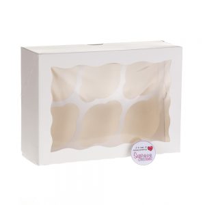 Cupcake Window Box WHITE Fits 6