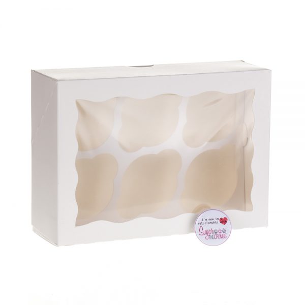 Cupcake Window Box WHITE Fits 6