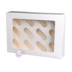 Cupcake Window Box WHITE Oblong Style Fits 12