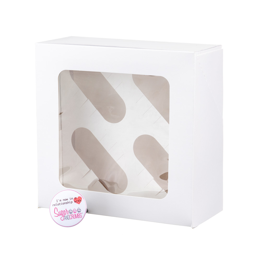 Cupcake Window Box WHITE Shape/Style Varies – Fits 4