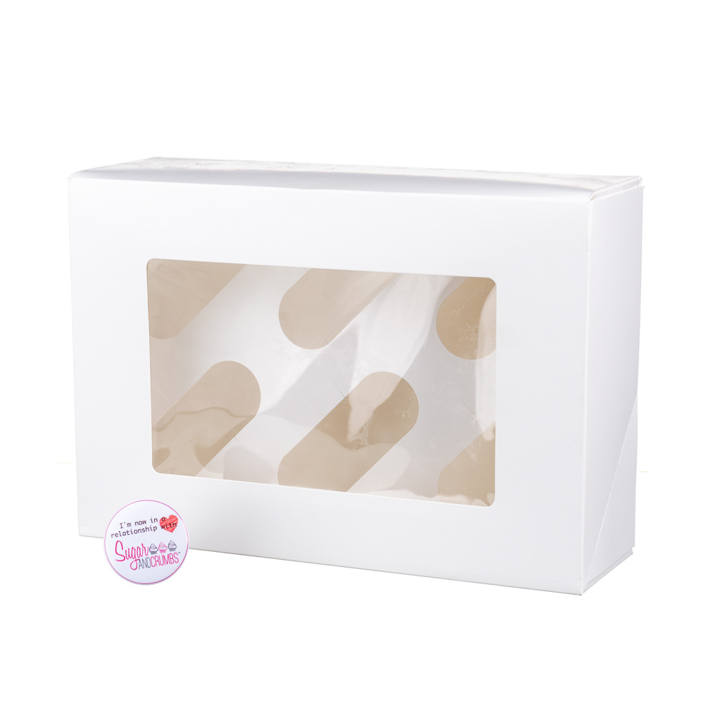 Cupcake Window Box WHITE Shape/Style Varies – Fits 6