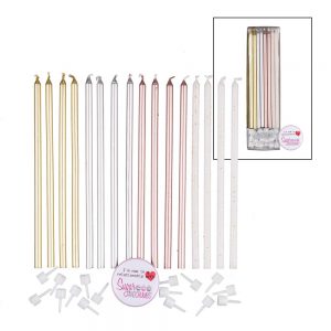 Extra Tall Candles ASSORTED White Holders 14cm Pack of 16