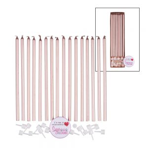 Extra Tall Candles ROSE GOLD White Holders 14cm Pack of 16