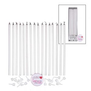 Extra Tall Candles SILVER White Holders 14cm Pack of 16