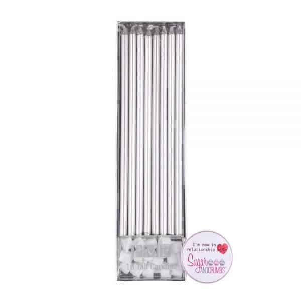 Extra Tall Candles SILVER - Pack of 16