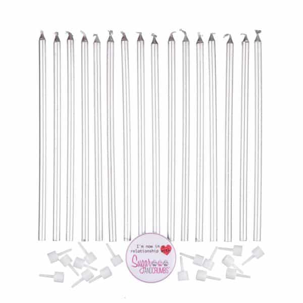 Extra Tall Candles SILVER - Pack of 16