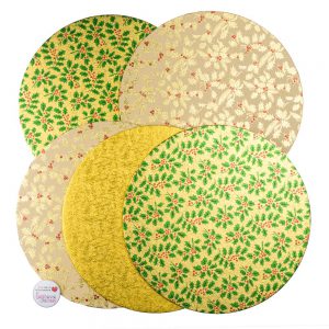 Gold Selection Christmas Cake Card - Round 10 inch - Pack of 5