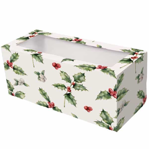 Log Box With Window - Vintage Holly 12x5x5 Inch.abcd