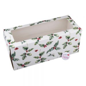 Log Box With Window - Vintage Holly 12x5x5 Inch