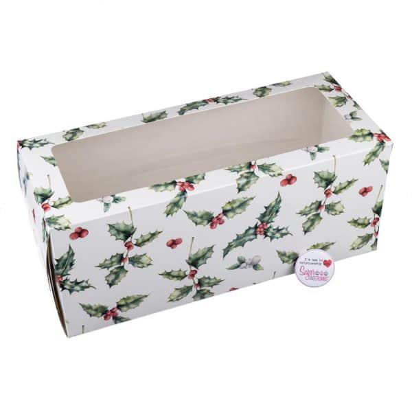 Log Box With Window - Vintage Holly 12x5x5 Inch