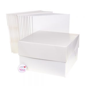 Cake Box With Lid WHITE 08 Inch Pack of 10