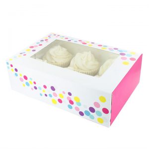 Pink Confetti Cupcake Window Box Fits 6/12