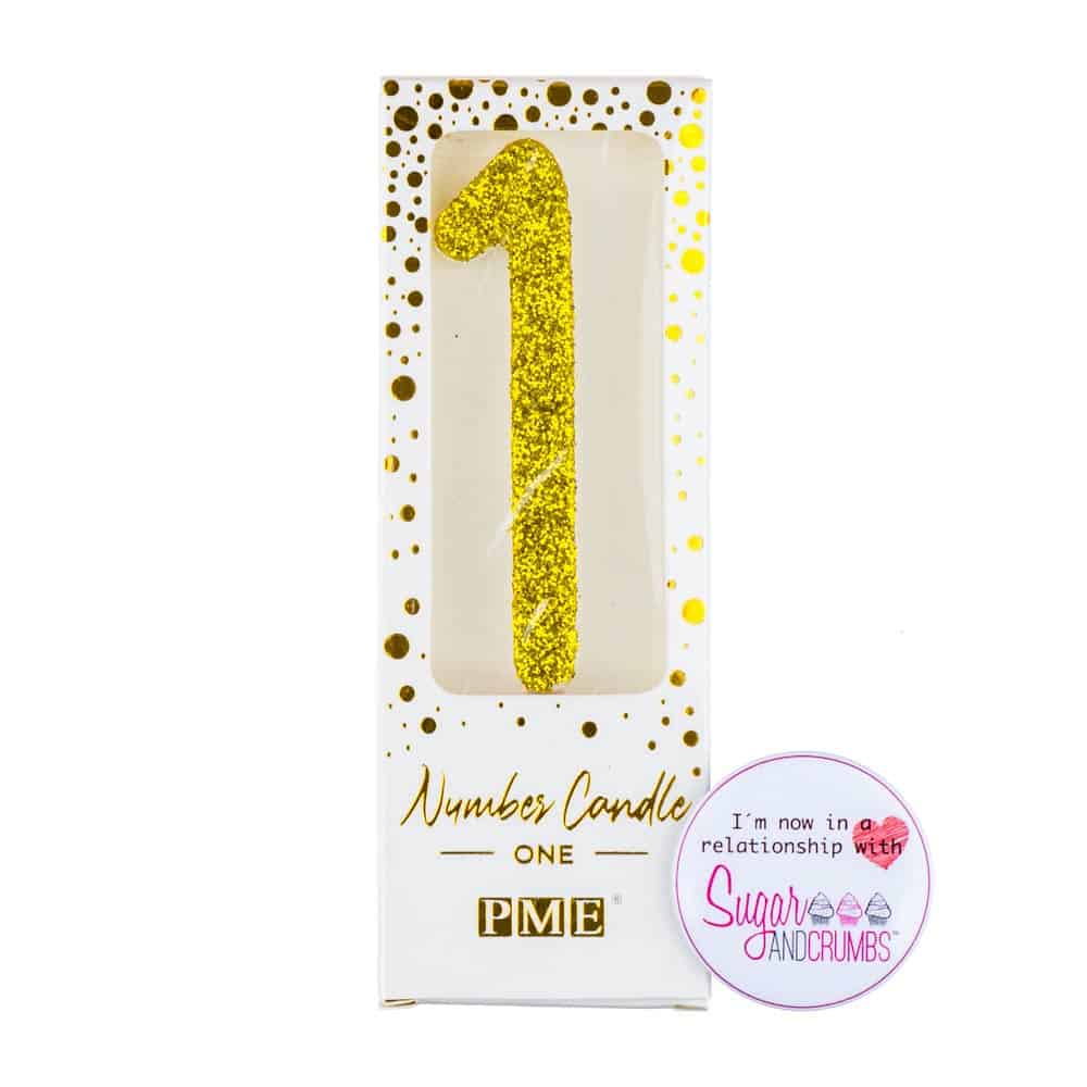 PME Gold Glitter Number Candle 1 