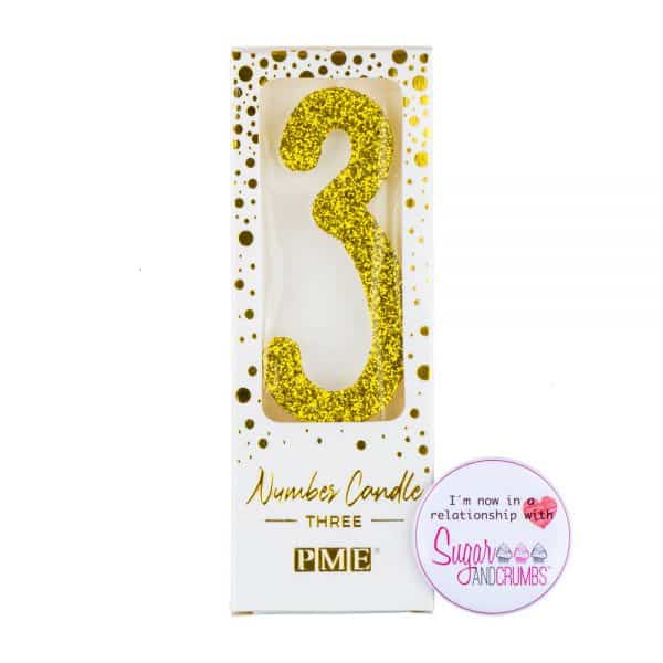 PME Candle Glitter Gold Number Three