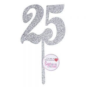 S&C Cake Topper BOLD Silver Glitter 25