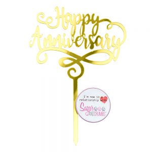 S&C Cake Topper Happy Anniversary - Gold - Style 1