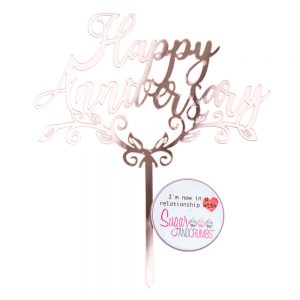 S&C Cake Topper Happy Anniversary - Pink - Style 2