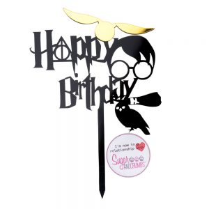 S&C Cake Topper Happy Birthday Black Harry Inspired Topper 1
