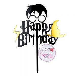 S&C Cake Topper Happy Birthday Black Harry Inspired Topper 2