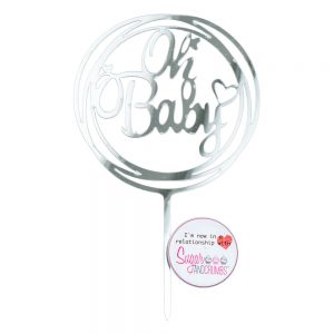 S&C Cake Topper Oh Baby - Silver - Circle