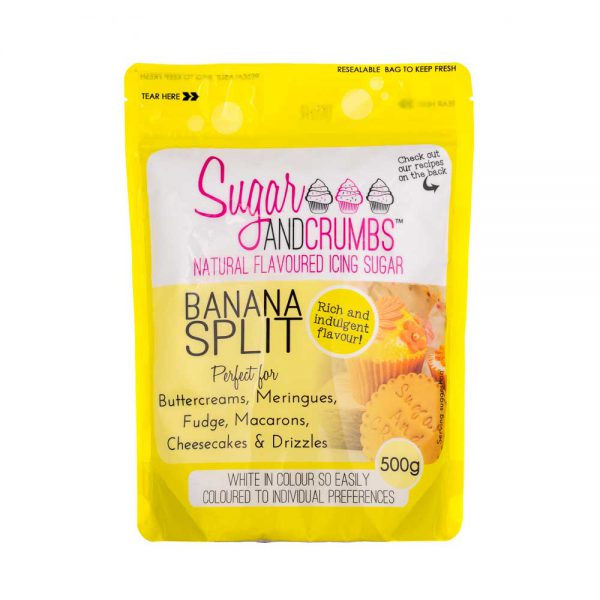 Sugar and Crumbs  -  Natural Flavoured Icing Sugar Dairy and Gluten Free  -  Banana Split  -  500g