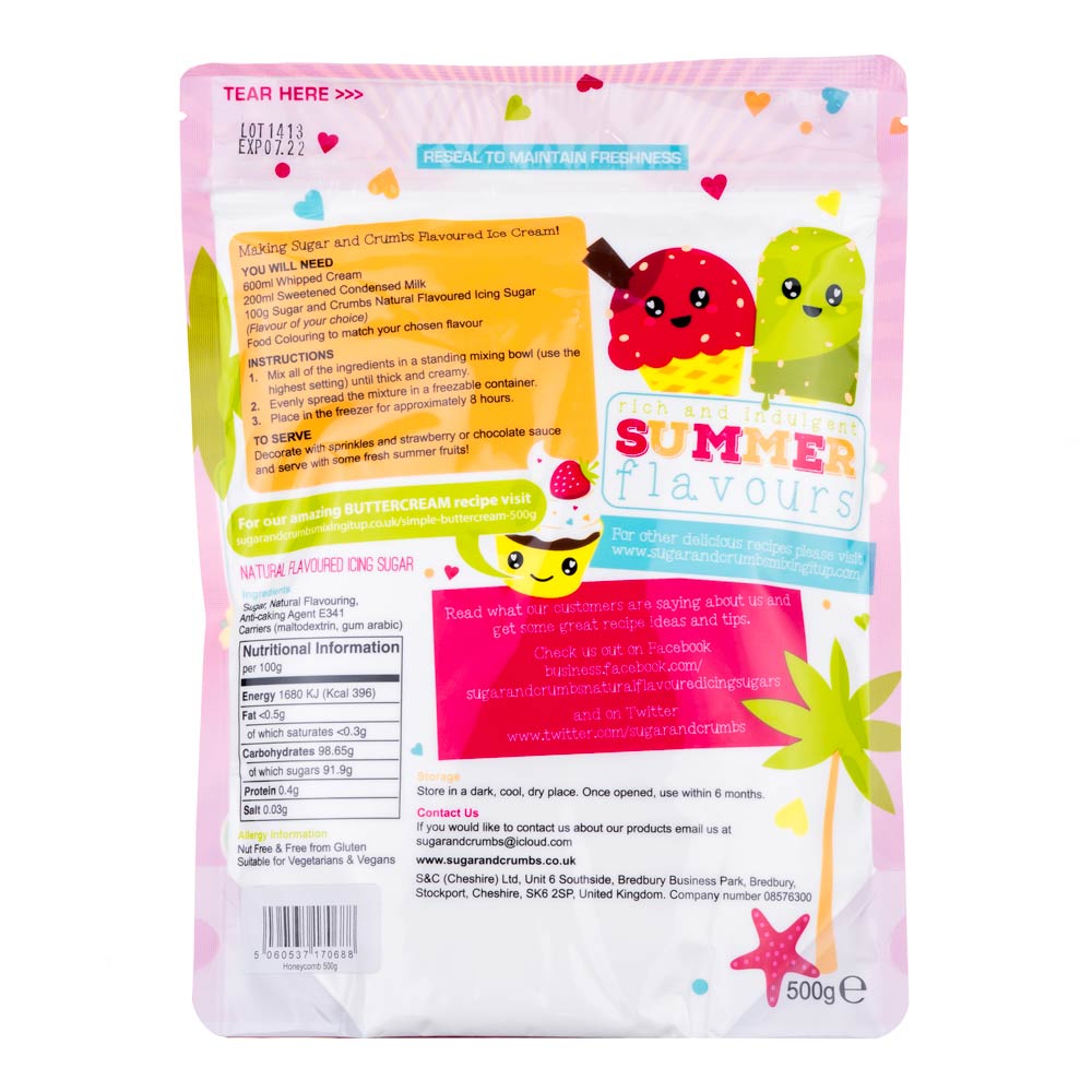 Honeycomb 500g - Sugar and Crumbs Icing Sugar.back