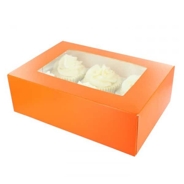Tangerine Orange Cupcake Window Box Fits 6/12