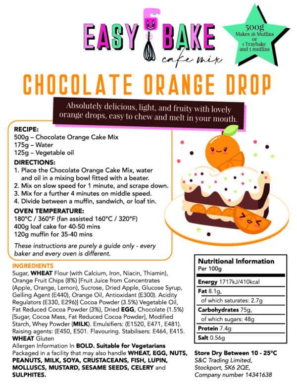 Chocolate Orange Drop Cake Mix - 1kg