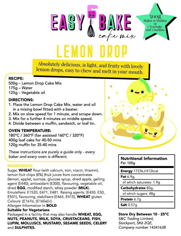 NEW BIGGER SIZE - Lemon Drop Cake Mix -2.5kg