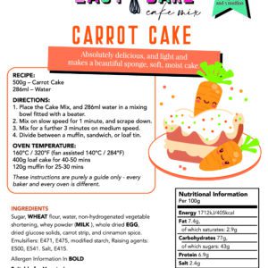 Carrot Cake - Easy Bake Cake Mix packaging