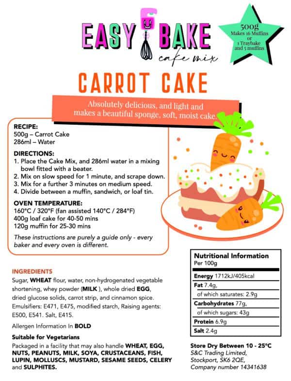 Carrot Cake - Easy Bake Cake Mix packaging