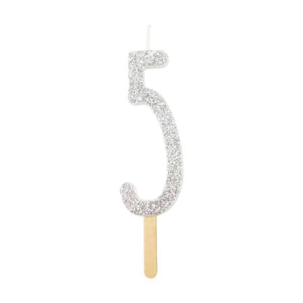 Glitter Candle - Silver - 5