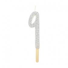 Glitter Candle - Silver - 9