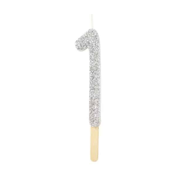 Glitter Candle - Silver - 1