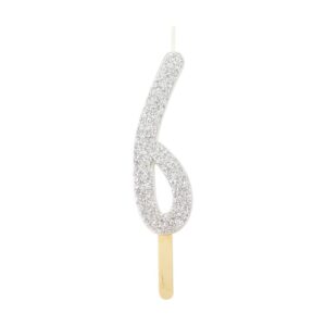 Glitter Candle - Silver - 6