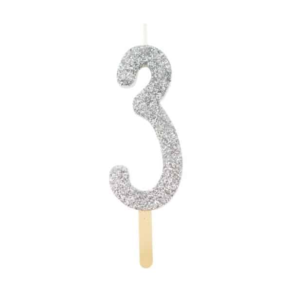 Glitter Candle - Silver - 3