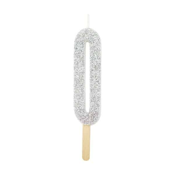 Glitter Candle - Silver - 0