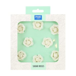 Edible Sugar Roses - White - 32mm - Set of 8