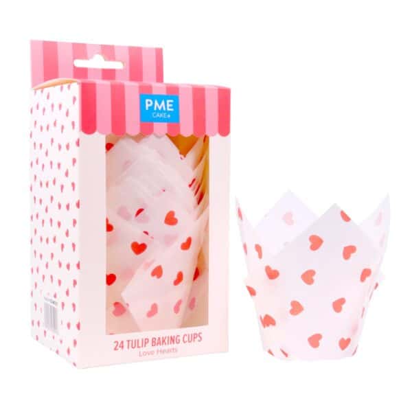 24 x Tulip Muffin Cases - Love Hearts