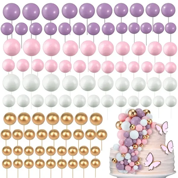 110 Foam Cake Balls on Wires - Soft Pinks & Purples