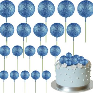 20 Foam Cake Balls on Wires - Glitter Blue