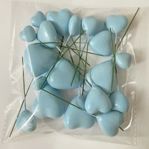 20 x Cake Heart Toppers - Assorted Sizes - Baby Blue