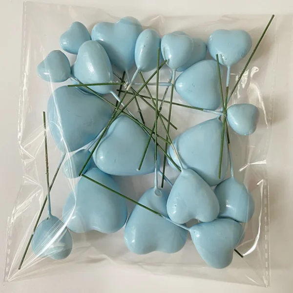 20 x Cake Heart Toppers - Assorted Sizes - Baby Blue