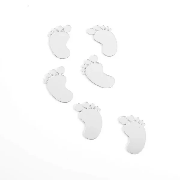 3 Pairs - Baby Feet - Acrylic - Cake Decoration - Silver