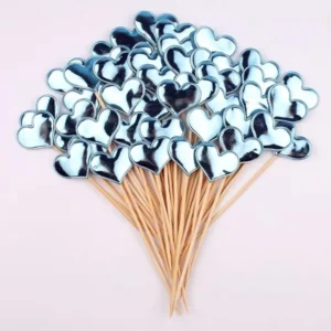 50 x Cake Toppers - Hearts - Blue